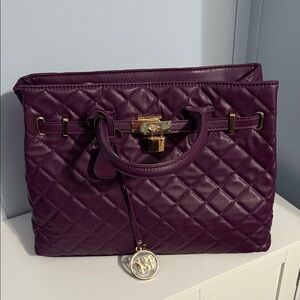 Badgley Mischka Quilted Purple Satchel